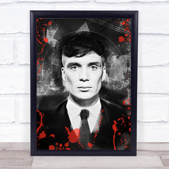 Peaky Blinders Tommy Black & White Blood Splatter Wall Art Print