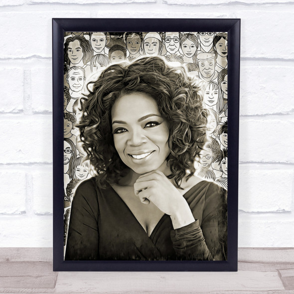 Oprah Winfrey Talk Show Crowd Black & White Wall Art Print