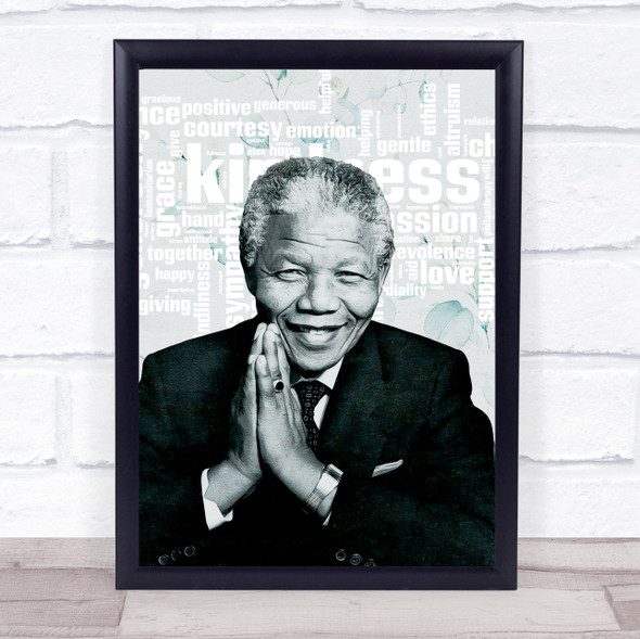 Nelson Mandela Grey And White Word Abstract Wall Art Print