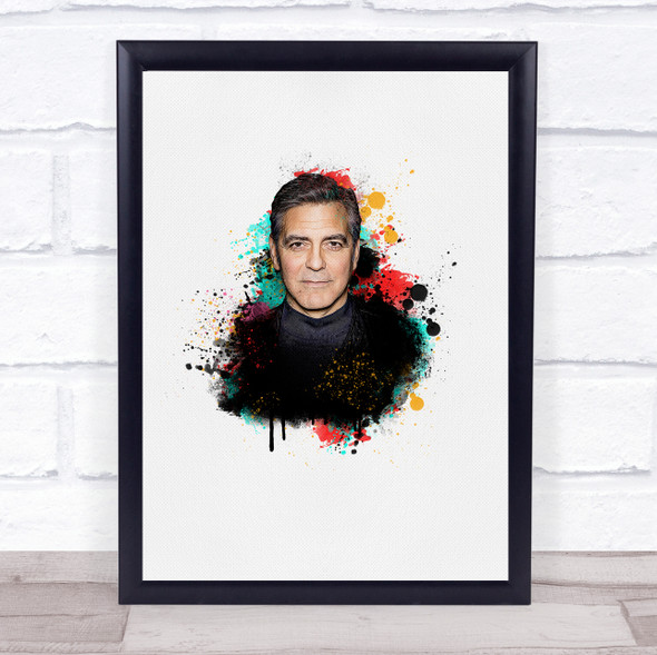 George Clooney Watercolor Splatter Drip Wall Art Print