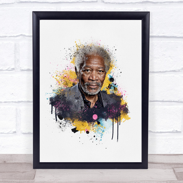 Morgan Freeman Watercolor Splatter Drip Wall Art Print