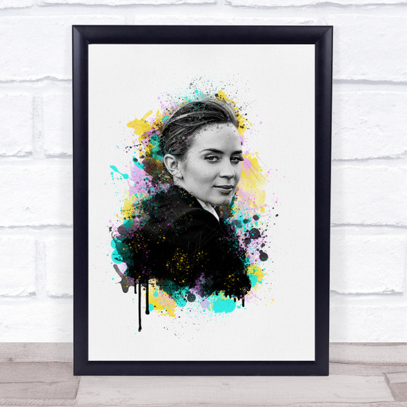 Emily Blunt Watercolor Splatter Drip Wall Art Print