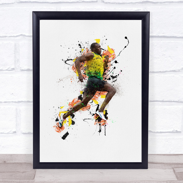 Usain Bolt Watercolor Splatter Drip Wall Art Print