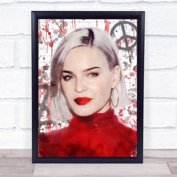 Anne Marie Grunge Splatter Portrait Wall Art Print