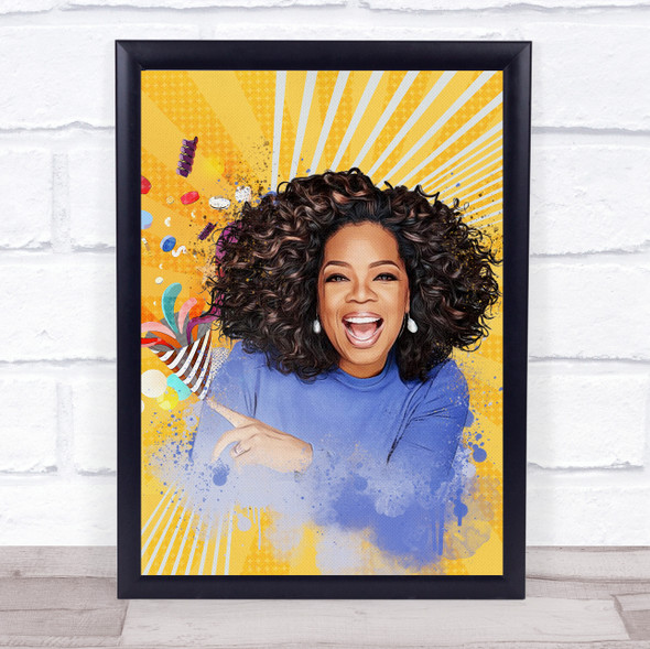 Oprah Winfrey Retro Party Hat Burst Wall Art Print