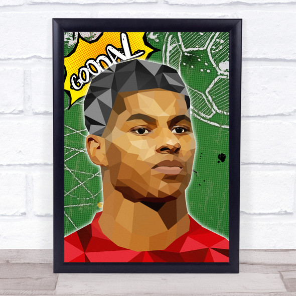 Marcus Rashford Polygon Goal Comic Wall Art Print