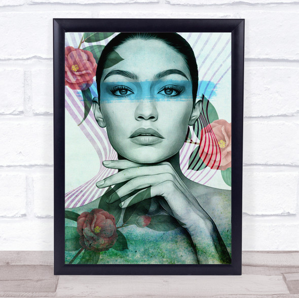 Gigi Hadid Floral Pale Wavy Stripe Wall Art Print