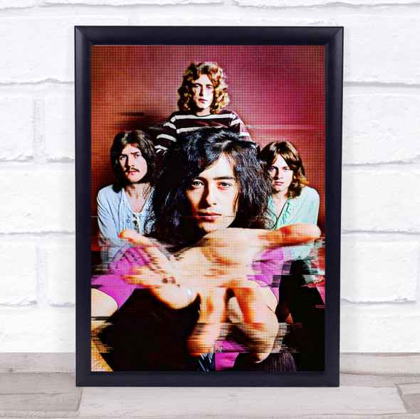 Led Zeppelin Glitch Art In Grunge Wall Art Print