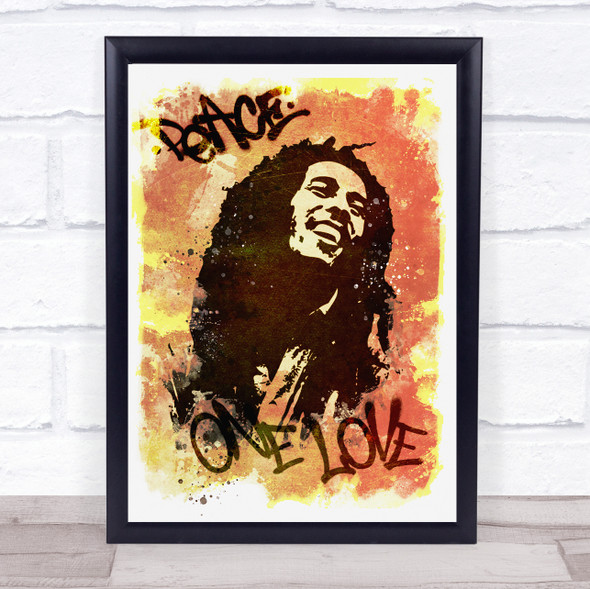Bob Marley Peace One Love Orange Wall Art Print