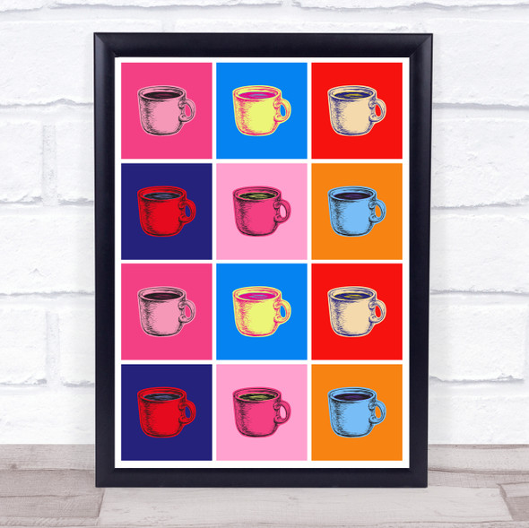 Coffee Cups X12 Pop Art Wall Art Print