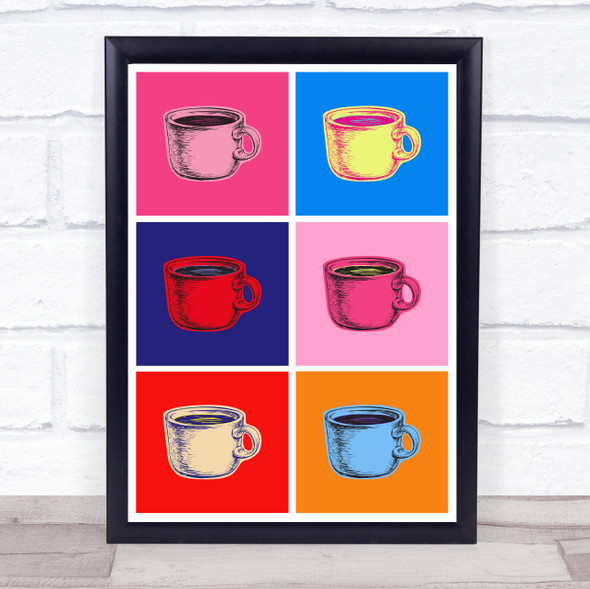 Coffee Cups X6 Pop Art Wall Art Print