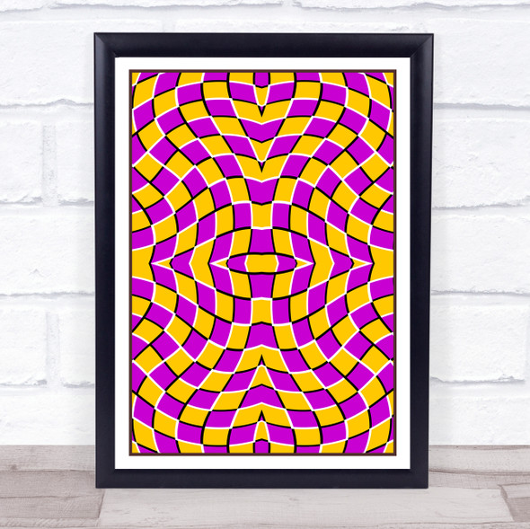 Psychedelic Yellow Purple Bending Square Wall Art Print