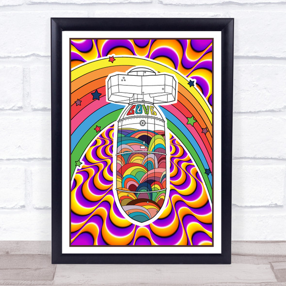 Psychedelic Hippie Rainbow Nuclear Bomb Wall Art Print