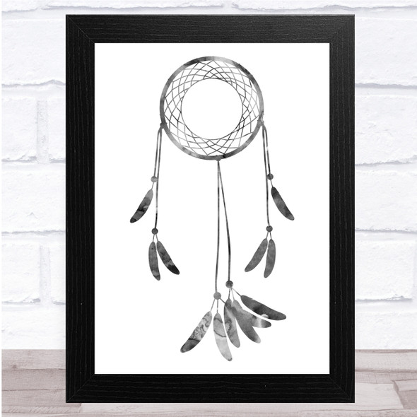 Grey Watercolor Dreamcatcher Wall Art Print