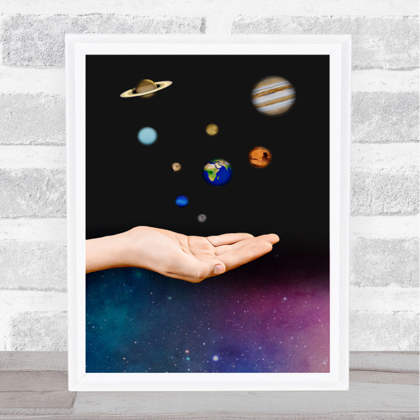 Solar System Galaxy Palm Of Hand Wall Art Print