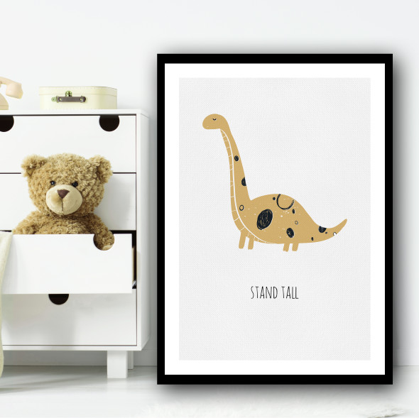 Dino Stand Tall Kids Drawing Wall Art Print