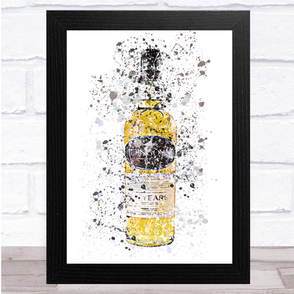 Watercolor Splatter 12 Year Old Glen Single Malt Whiskey Bottle Wall Art Print