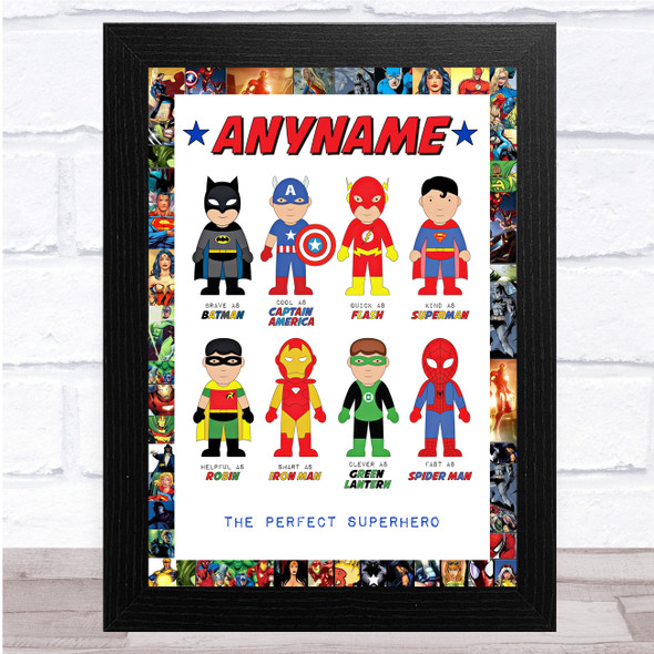 Personalized Favourite Superhero Characters Wall Art Print