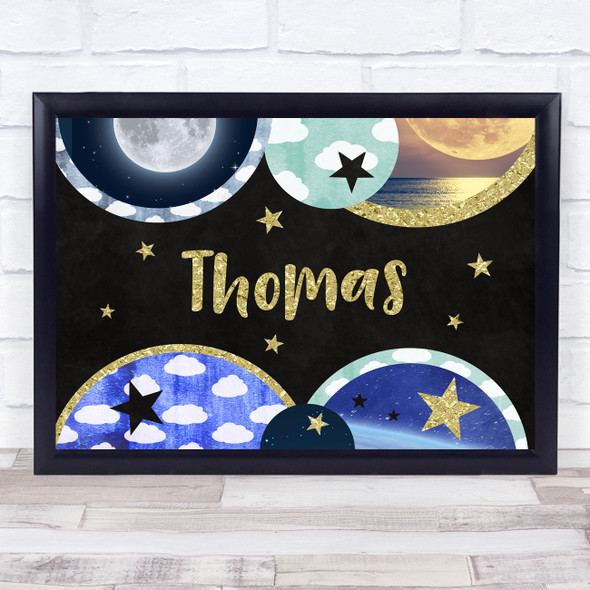 Landscape Universe Chalk Gold Any Name Personalized Wall Art Print