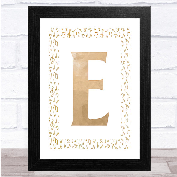 Music Notes Rustic Any Initial Personalized Wall Art Print