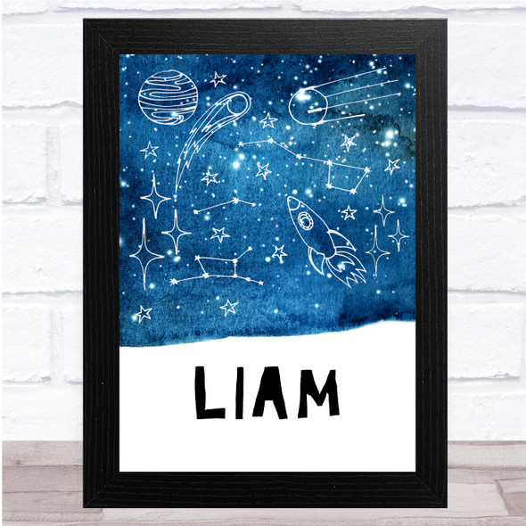 Space Rocket Star Constellation Any Name Personalized Wall Art Print