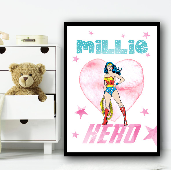 Wonder woman Stars Superhero Any Name Personalized Wall Art Print