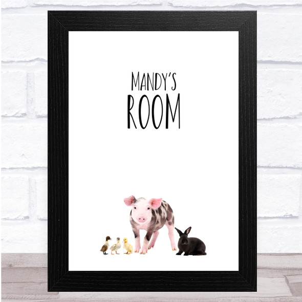 Cute Animals Piglet Any Names Room Personalized Wall Art Print