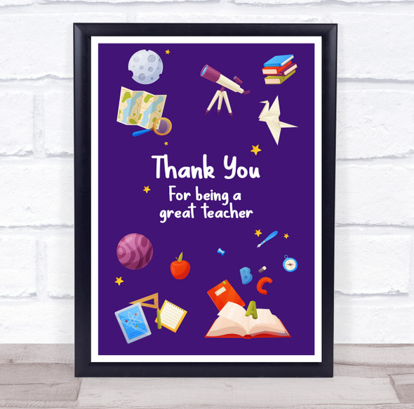 Thank You Great Teacher Floating School Equipment Personalized Wall Art Print