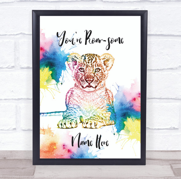 Leopard Cub Colourful Splatter You're Roar-Some Personalized Wall Art Print
