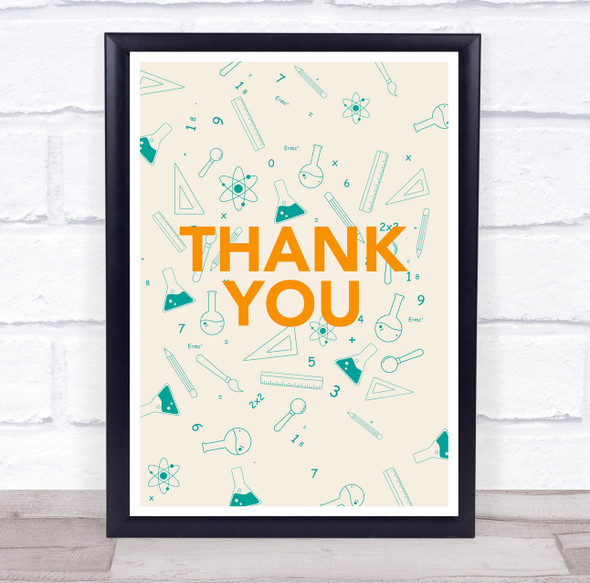 Thank You Green Science Beakers Atoms Personalized Wall Art Print