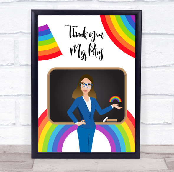 Thank You Teacher Personalized Rainbow Smart Wall Art Print