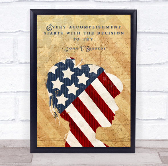 Patriotic USA John F Kennedy Vintage Stars And Stripes Wall Art Print