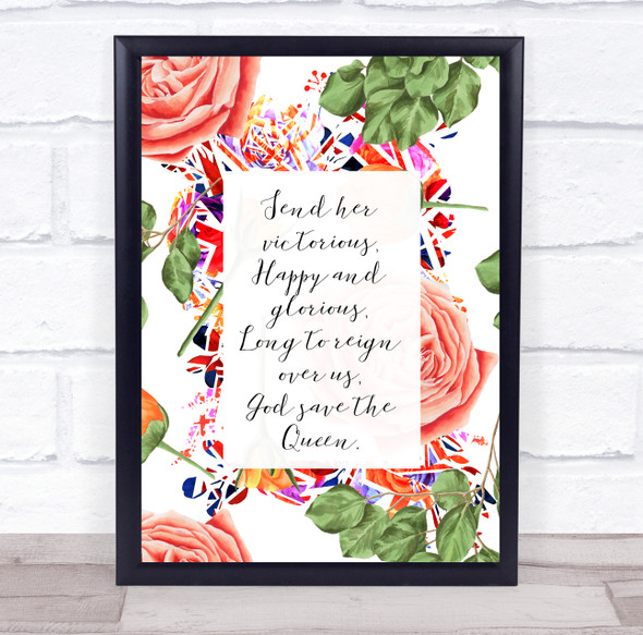 Send Her Victorious English Anthem Floral Ku Flag Wall Art Print