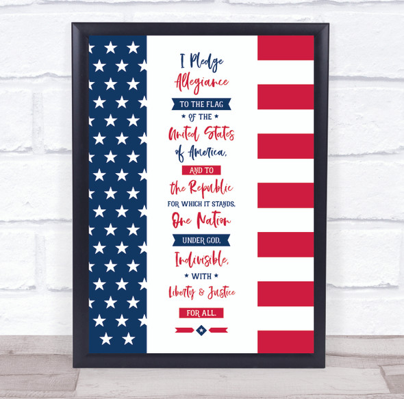 Pledge Of Allegiance Stars And Stripes Flag Wall Art Print