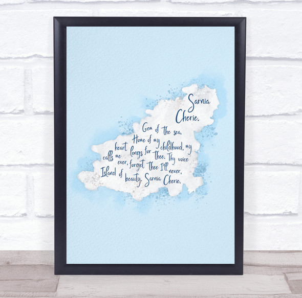 Guernsey Blue Watercolour Wall Art Print