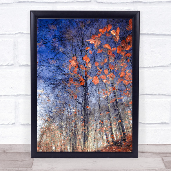 Autumn Leaves Fall Leaf Puddle Reflection Mirror Wall Art Print