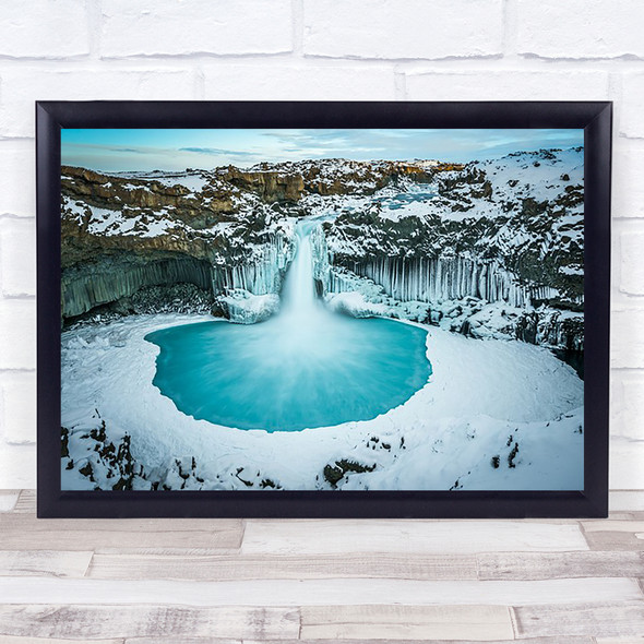blue bliss Iceland Waterfall Ice Frost Frozen Cold Winter Pond Pool Art Print