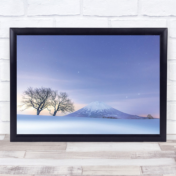 Blue Fantasy Fuji Japan Snow Trees Ezo Winter Pastel Wall Art Print