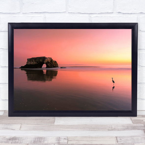 Bridge Pink Pastel Heron Colours Arch Beach Coastal Art Print