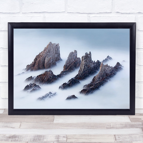 Crests Valleys Seascape Milky Silky Smooth Rock Stone Rocks Long Wall Art Print