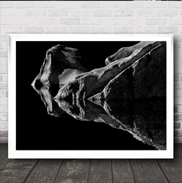 Double Vision River Abstract Dark Outline Mirror Wall Art Print