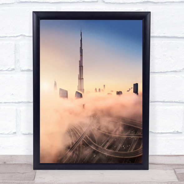 Dubai Morning Sunrise Burj Khalifa Uae Tower Tall High Wall Art Print