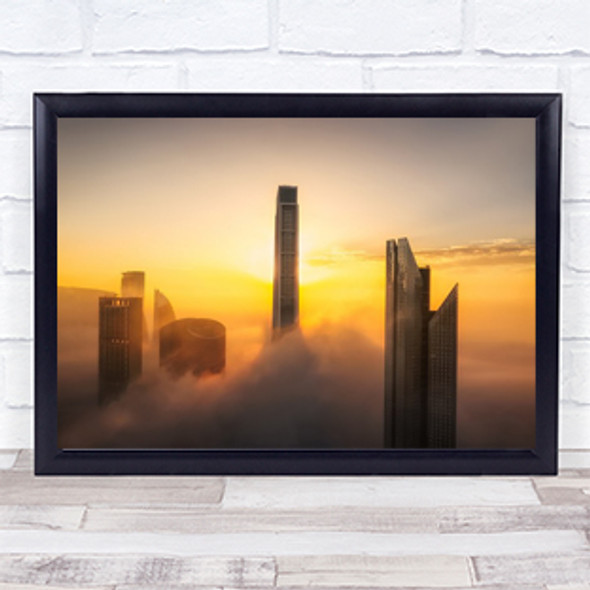 Good Morning Dubai Sunrise Cityscape Dawn Towers Tall High Wall Art Print