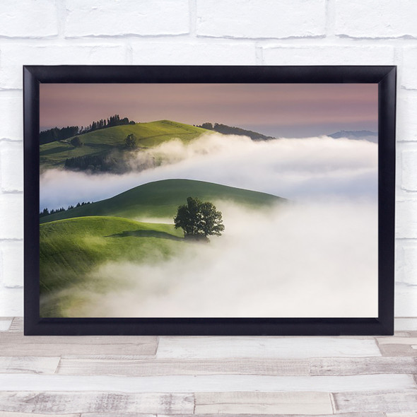 Green Hills Hill Fog Mist Austria Morning Sea Of Wall Art Print