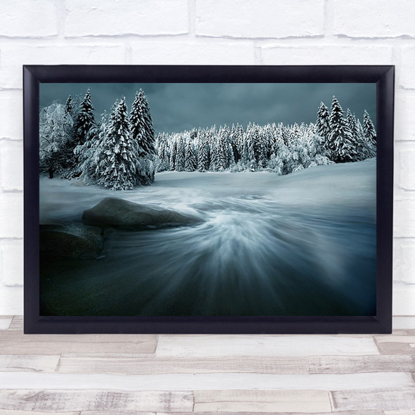 Just A Dream Winter Snow Stream River Flow Tree Snowy Ice Wall Art Print