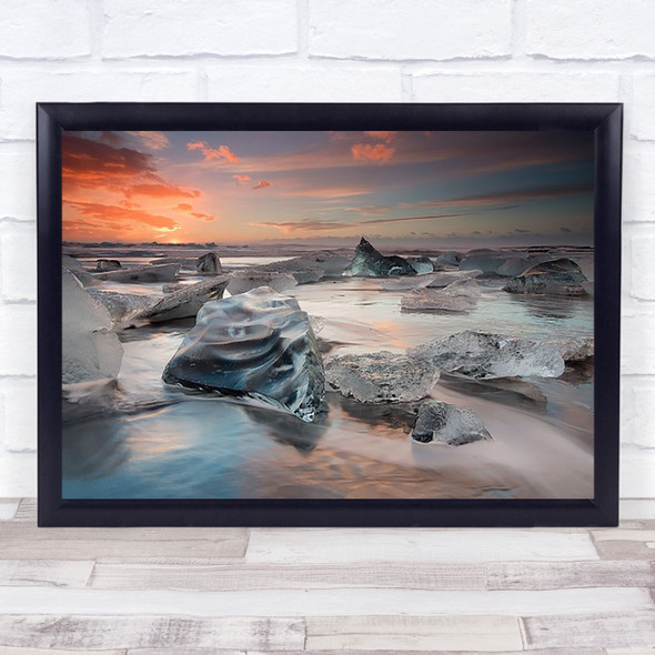 Lagoon Beach Diamond Gem Gems Gemstone Ice Frozen Cold Wall Art Print