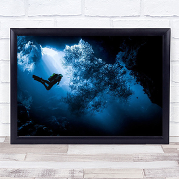 Menjangan Walls Underwater Diver Dive Diving Scuba Wall Art Print