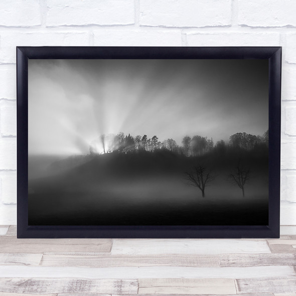 The sun in fog Tree Trees Belpberg Bern Switzerland Mist Wall Art Print