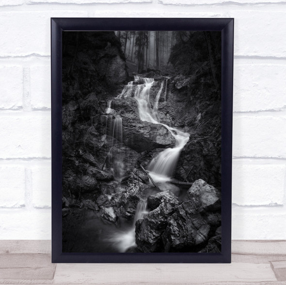 Waiting Forever Waterfall Forest Trees Rocks Stone Cliffs Art Print