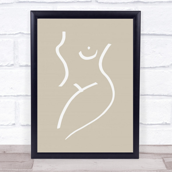 Body Sketch Sand Woman Model Illustration Abstract Beige Line Lines Art Print